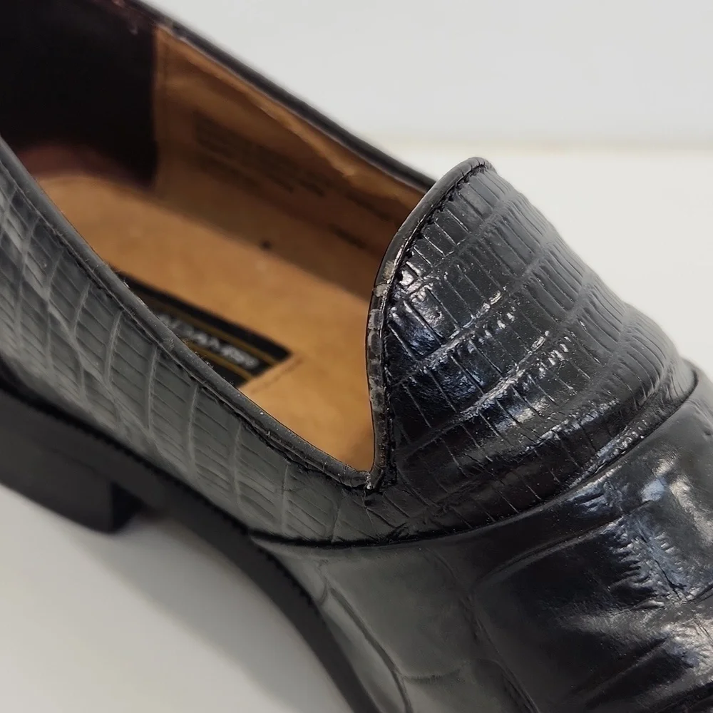 Stacy Adams Genuine Snake And Leather Loafers Dress Shoes Men's Sz 10W Black